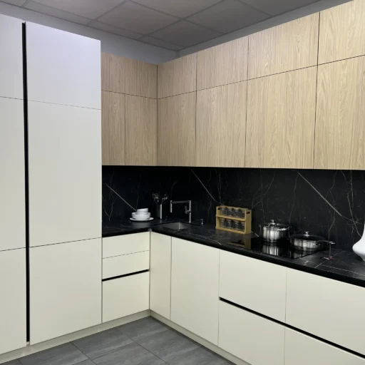 Black line kitchen front view