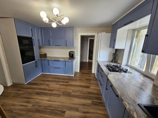 Classic blue kitchen angle view