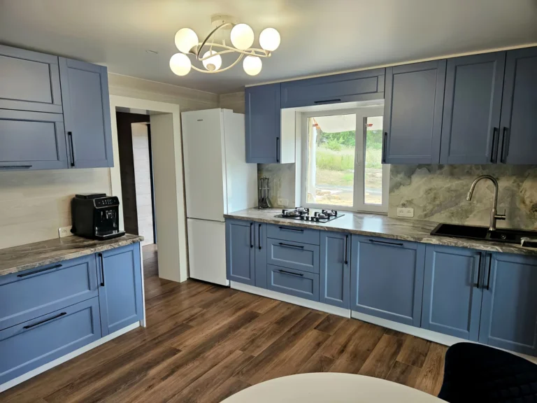 Classic blue kitchen front view