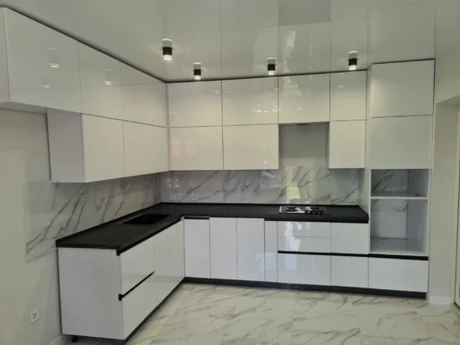Luxury gloss white kitchen detail