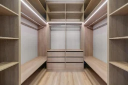 Modern wooden closet with lighting