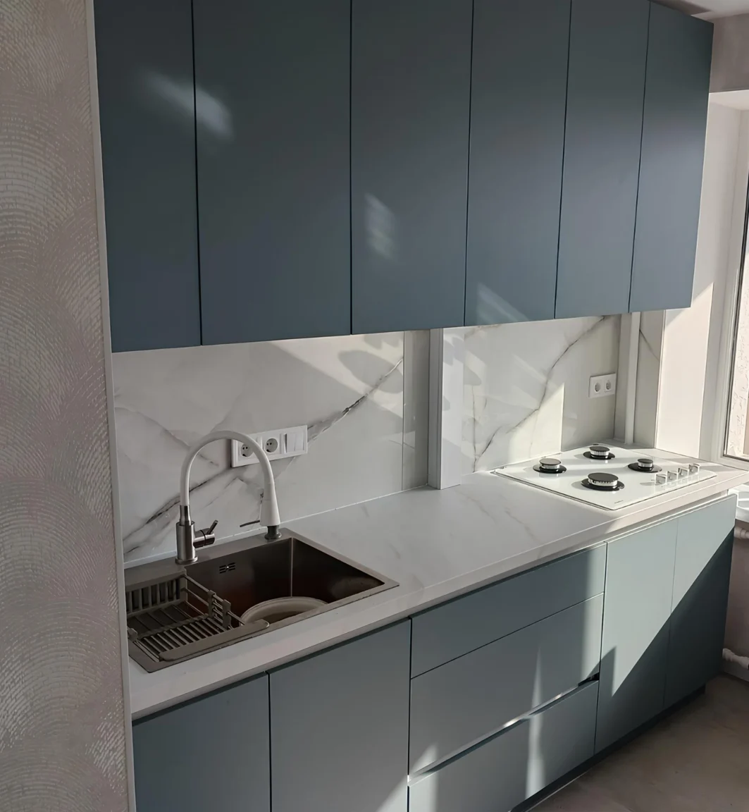 Nordic blue kitchen detail