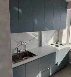 Nordic blue kitchen detail