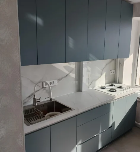 Nordic blue kitchen detail