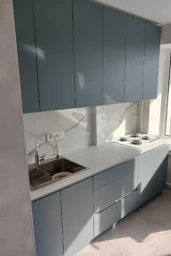 Nordic blue kitchen front view