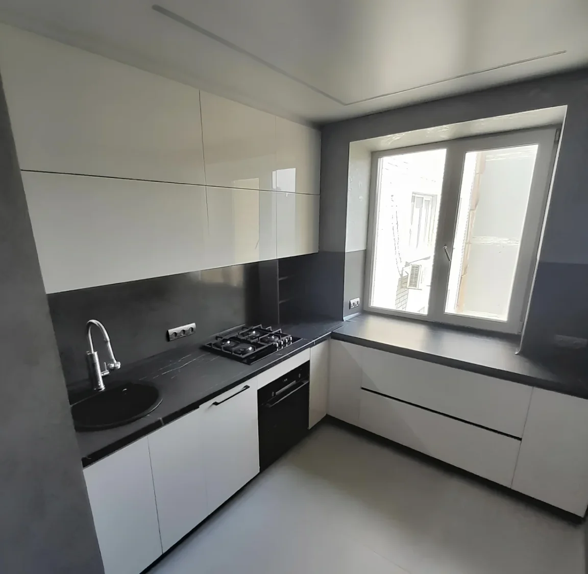 Silent modern kitchen front view