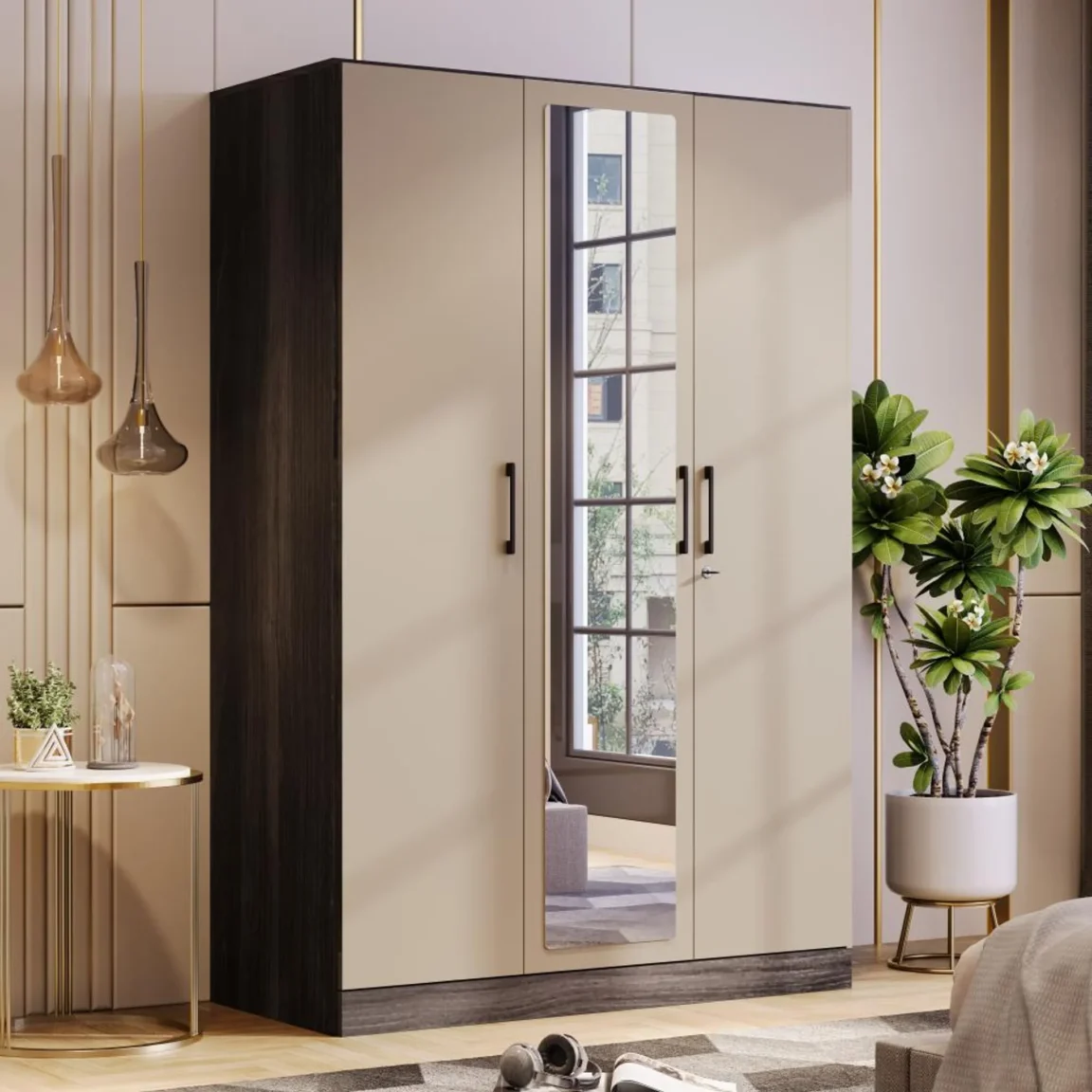 Sliding wardrobe 1611 cream mirror