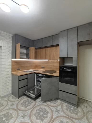 Urban loft kitchen angle view