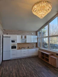 White kitchen with wood accents