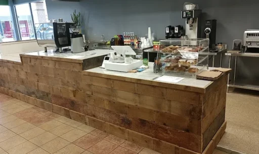 Rustic coffee bar counter